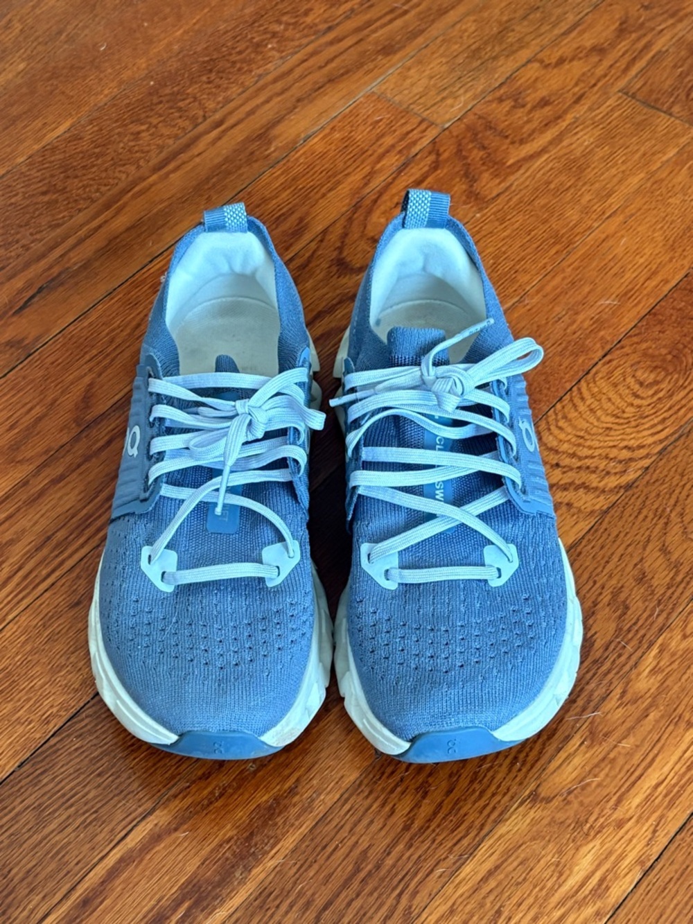 On Cloud Women's Blue Knit Lace-Up Athletic Sneakers